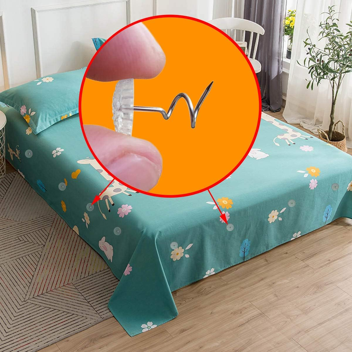 Twist Pins with Clear Heads, Ideas Bedskirt Pins for Holds Bedskirts, Drapes, Slipcovers and Other Fabric and Materials Securely in Place(Pack of 50) - 50Pcs image number 2