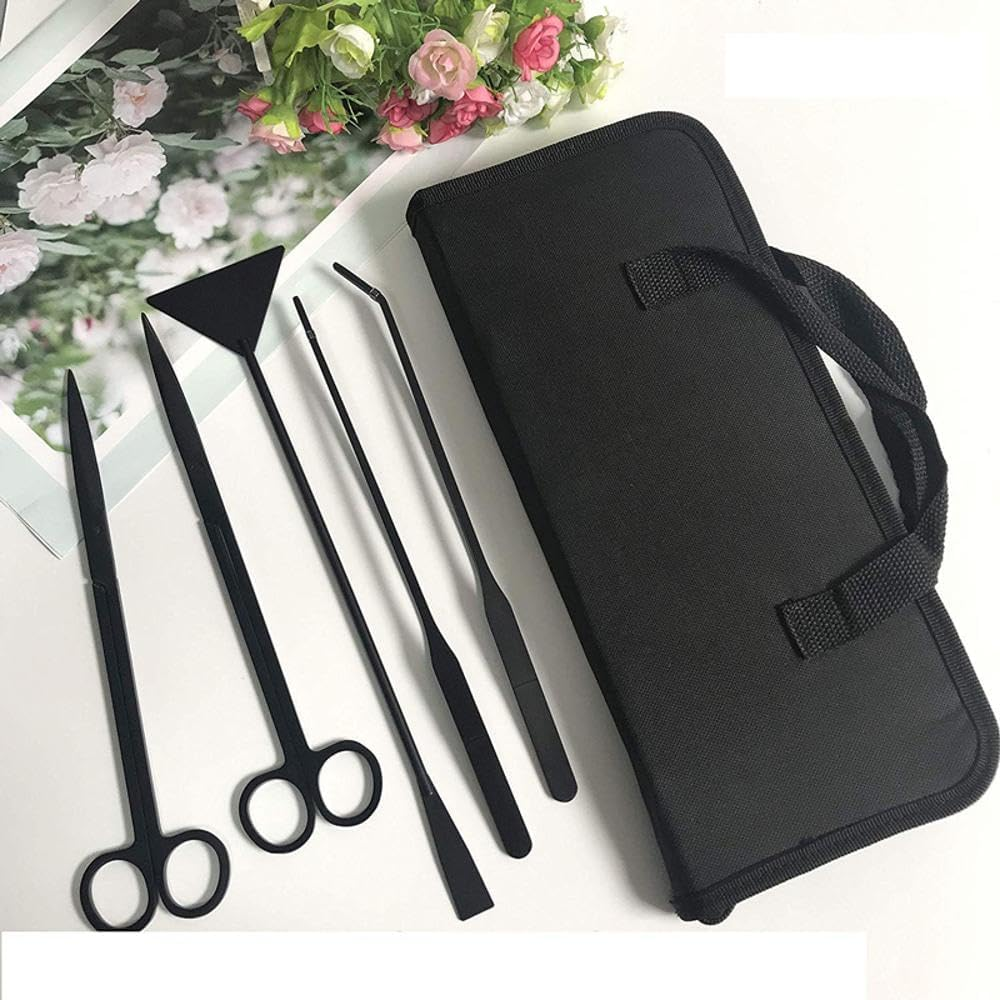 4 in 1 Aquarium Tool Set, Stainless Steel Fish Tank Scissor Tweezers Spatula Aquascaping Kit for Aquariums Tank and Aquatic Plants (Black) image number 4