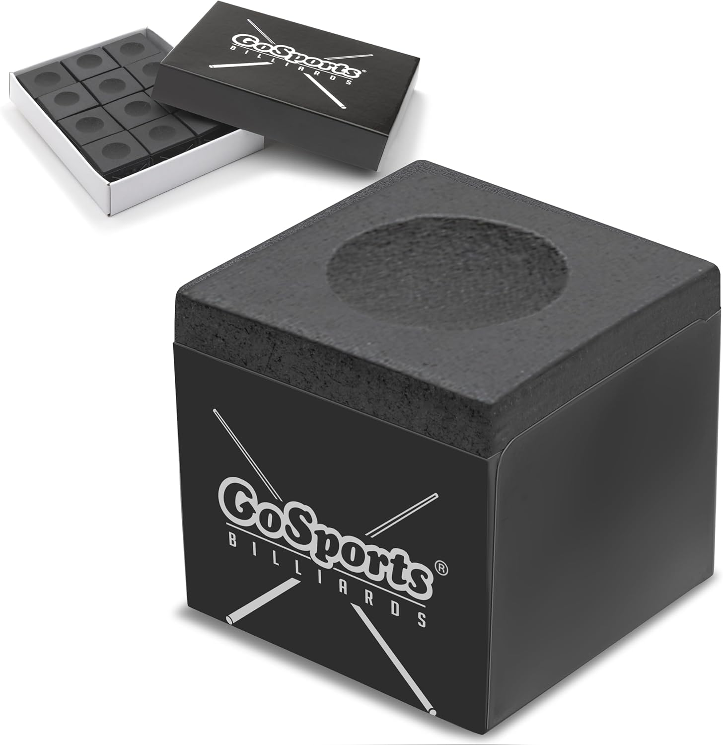 Gosports Premium Pool Cue Chalk Cube 12 Pack - Billiards Pool Stick Chalk - Black, Blue, Red, or Green