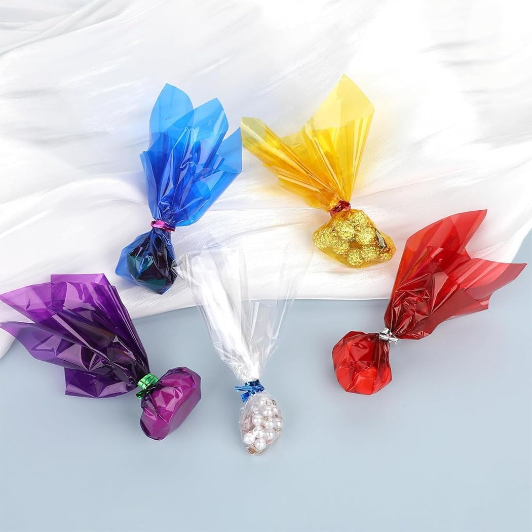 Aufondof 160 Pcs Cellophane Sheets 7.5X7.5 in Colored Cellophane Wrap Transparent Glass Wrap Paper for Candy Cookies Packing DIY Crafts Decorations image number 1