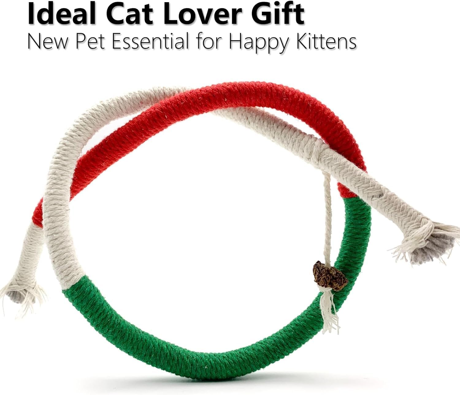 3 PCS Cat Chew Toys Rope Set, 27.56" Natural Sisal & Cotton Rope Cat Toys with Catnip, Pet-Friendly Teething & Oral Care Toys for Indoor Cats and Kittens image number 2