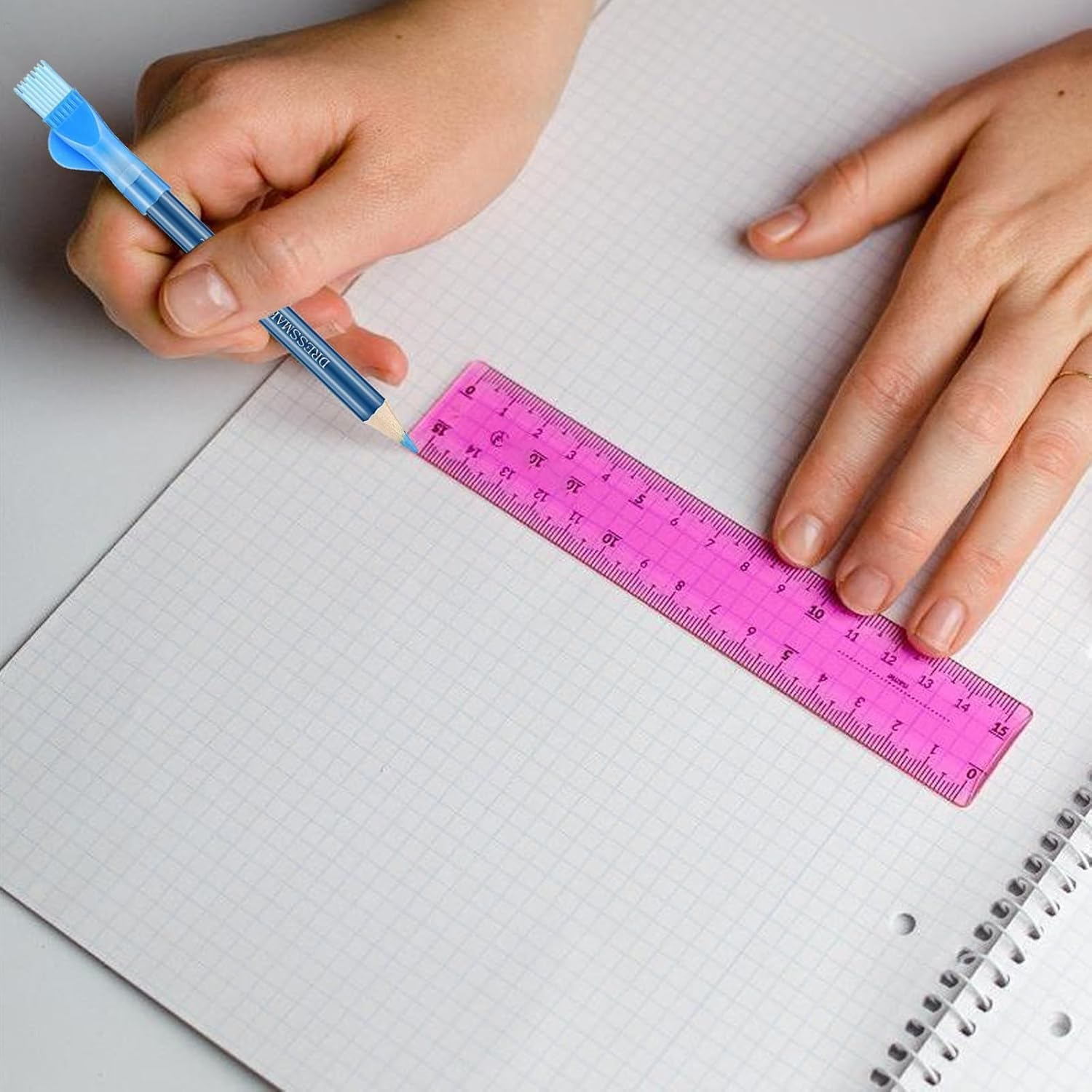 Walquicks 9 Pcs Fabric Marking Pencil Colors Pencils, Tailor Pen Tailors Marking and Tracing Tool Sewing Fabric Hand Colors Pencil Pencil with Brush for Sewing Craft Mark on Wood, Plastic, Etc image number 1