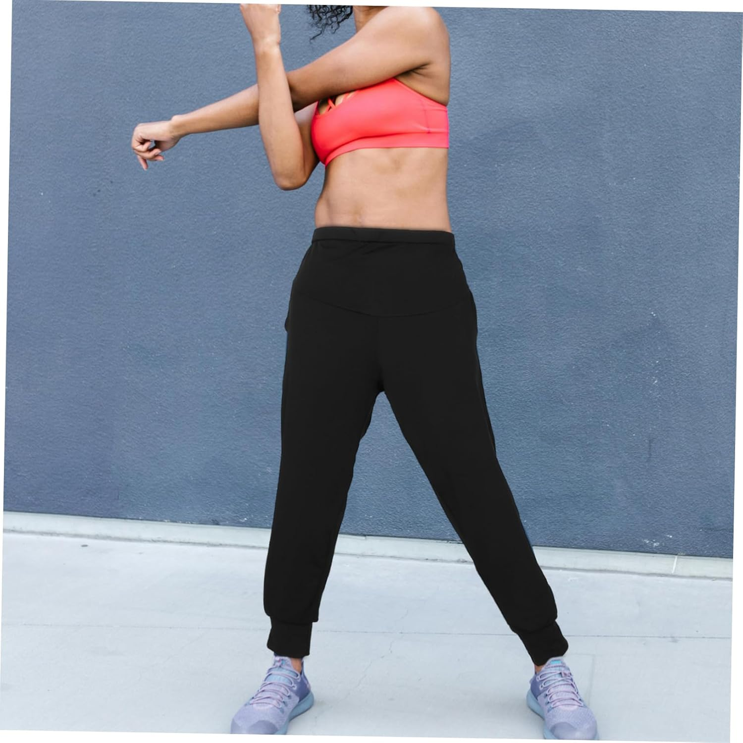 Minkissy Maternity Yoga Pants High Waisted Leggings for Pregnancy Summer Comfortable Workout Bottoms Lounge Wear Women Black image number 5