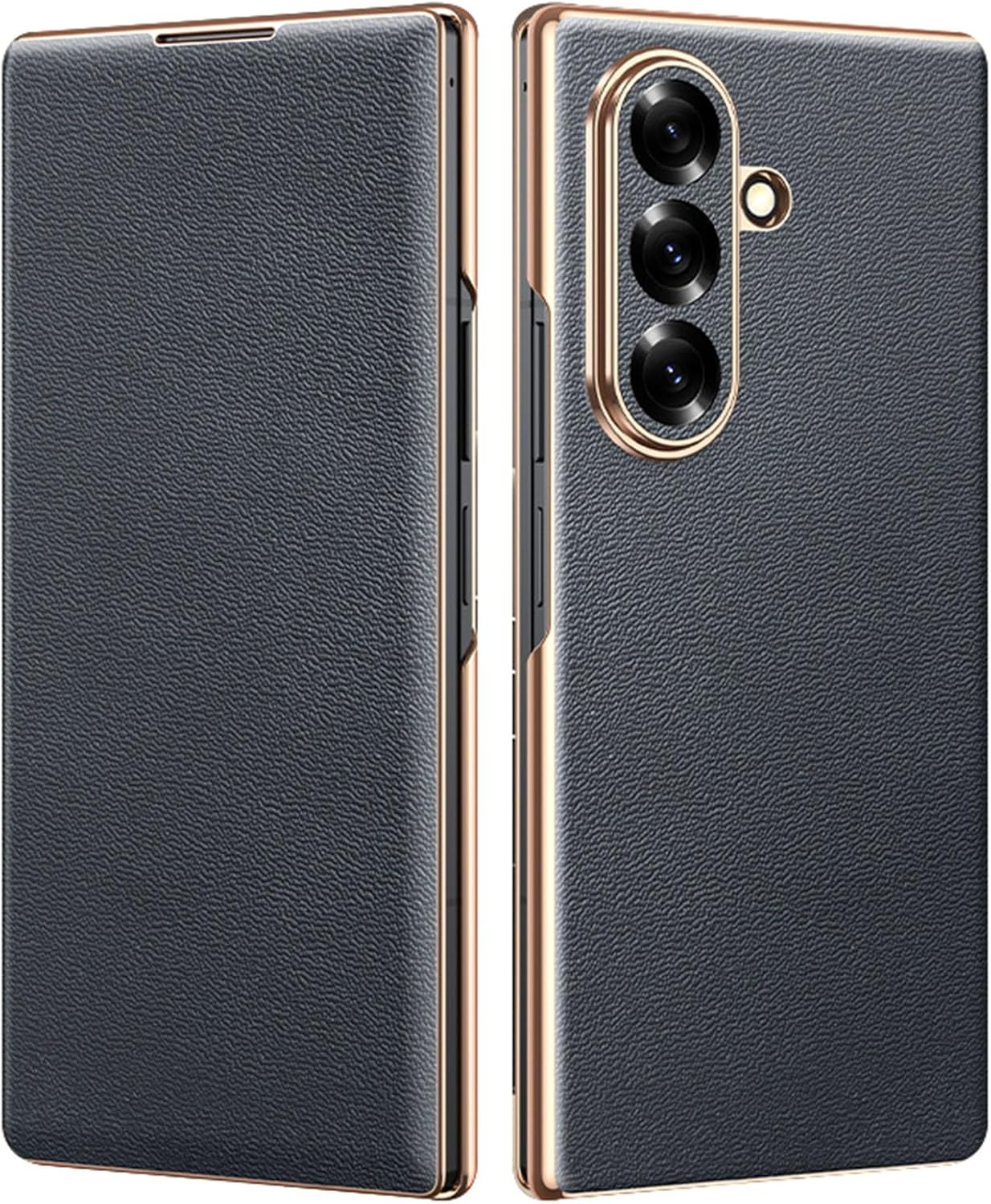 Jarttarn Galvanize Case for Galaxy Z Fold 7 2025, Classic Genuine Leather Flip up Business Full Protection Cover Slim Bumper Case for Z Fold7 (Black) image number 1