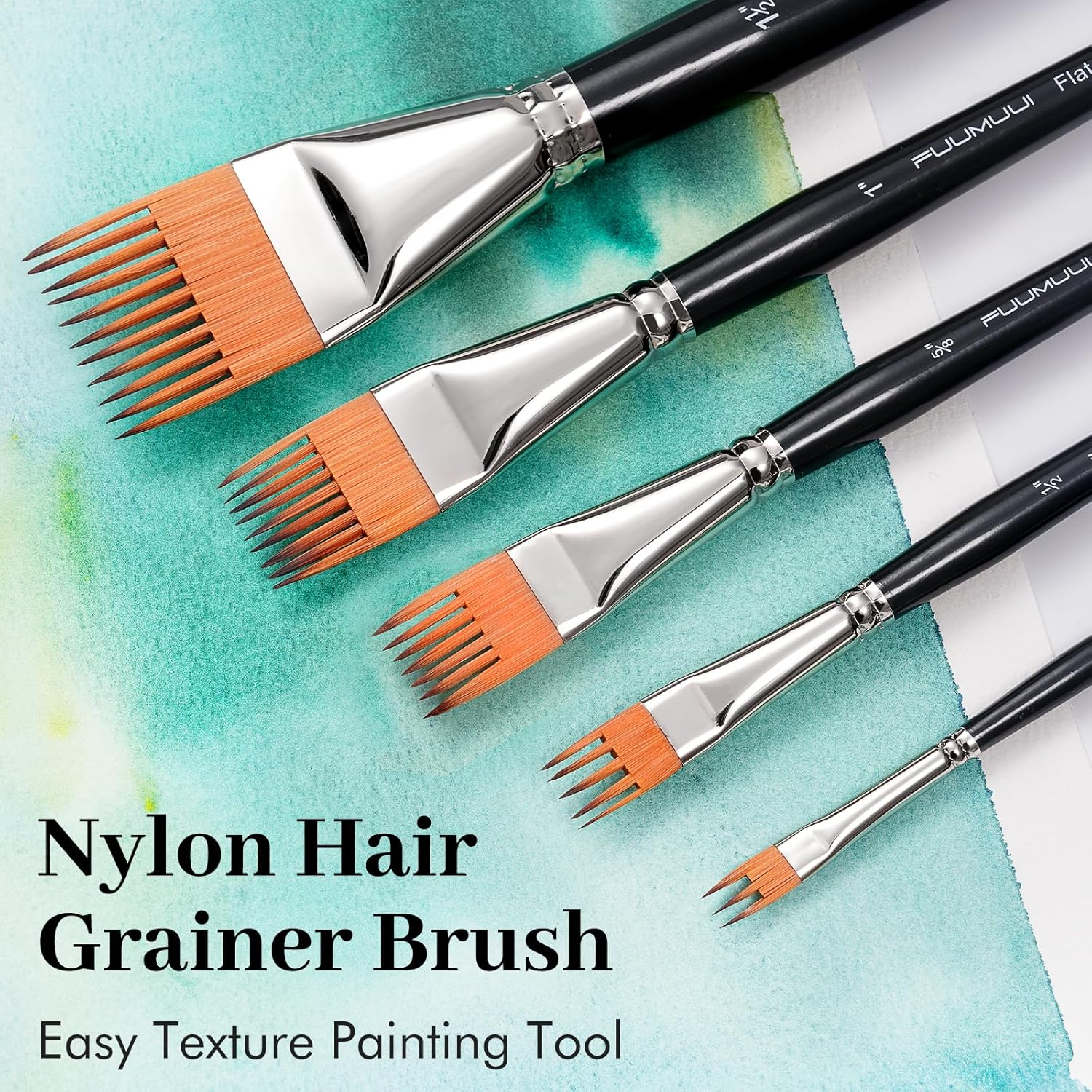 Grainer Brush Set&ndash;5Pcs Professional Flat Comb Brushes for Unique Texture Painting Perfect for Artists Acrylic, Watercolor and Oil