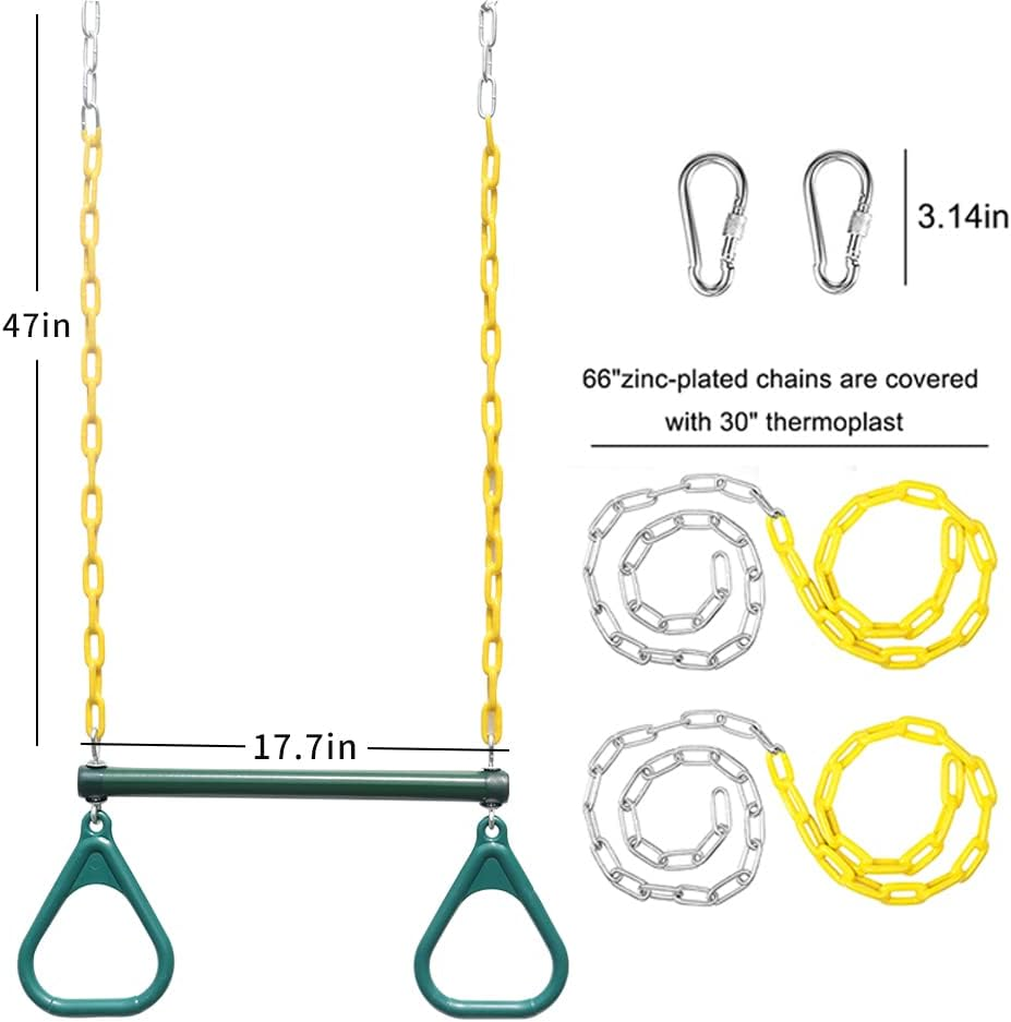 18' Trapeze Swing Bar Rings 48' Heavy Duty Chain Swing Set Accessories & Locking Carabiners&hellip; image number 6