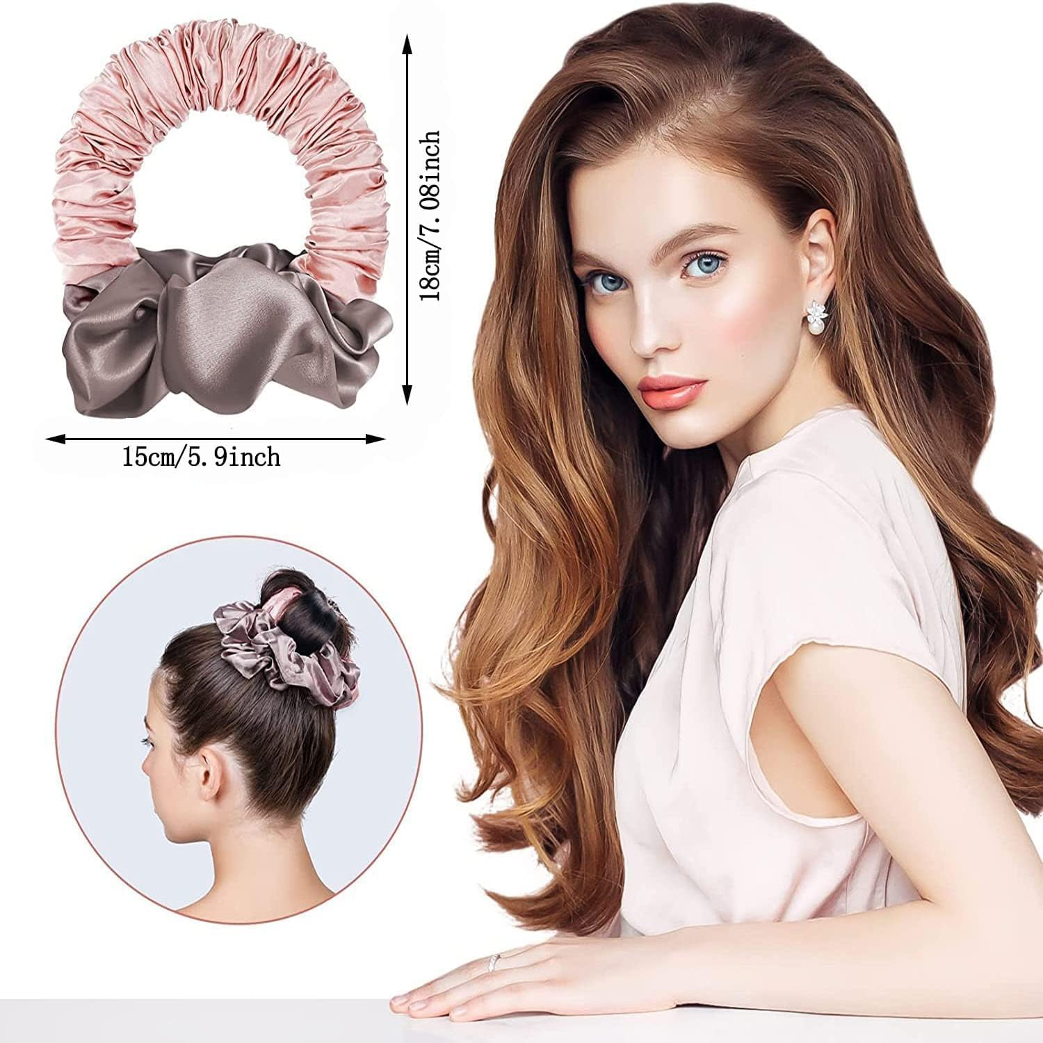 No Heat Scrunchie Hair Curler Ponytail Hairband, 1Pc Soft Sleep Tie Scrunchie Silk Lazy Rollers, Lazy Scrunchie Hair Curler Hairband Styling Tool for Easy Hairstyles image number 3