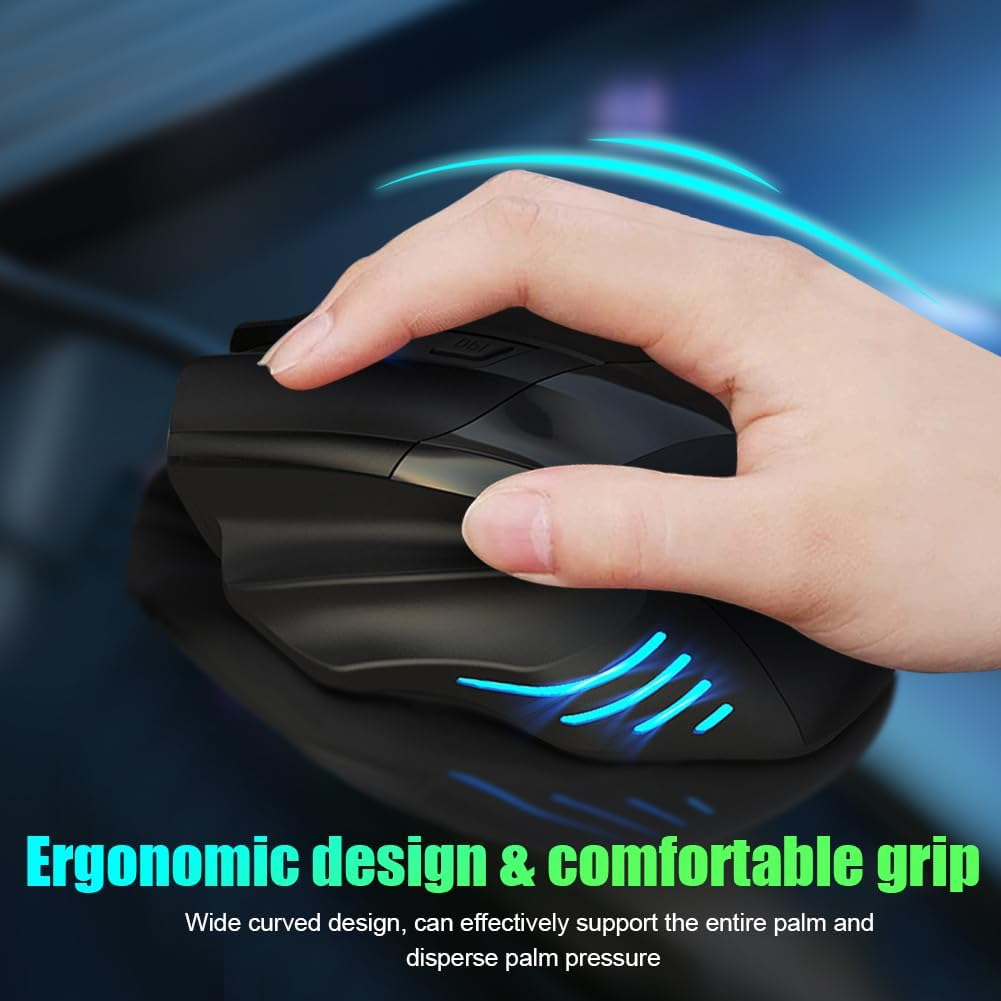 Gaming Mouse, Quiet Wired Mouse, RGB Backlight and 2400 Adjustable DPI, Ergonomic and Lightweight USB Computer Mouse with High Precision Sensor for Windows PC & Laptop Gamers (Black) image number 4