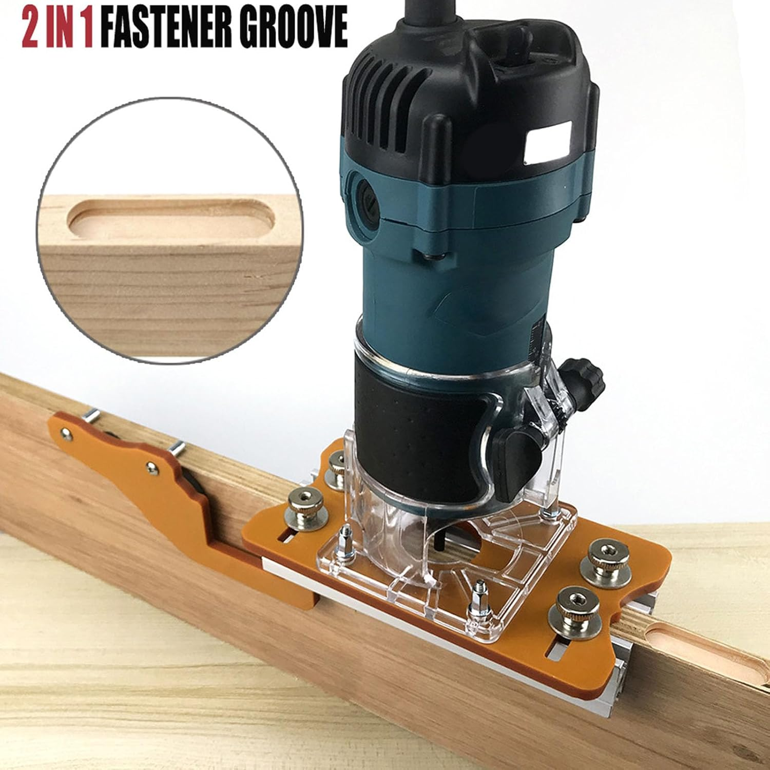 Aluminum Alloy Trimming Machine Cover with Clear Cover, Slot Plate Locator for Accurate Positioning, Woodworking Trimmer Router Base Compatible with Makita Router image number 2