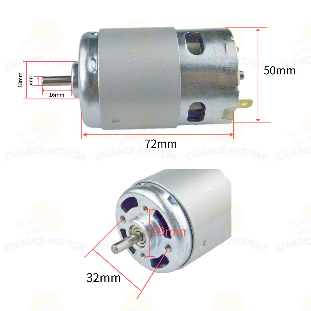 CHANCS 895 Double Ball Bearing Motor DC 12V 3000RPM DC 24V 6000RPM High Power Low Noise for Electrical Tools DIY