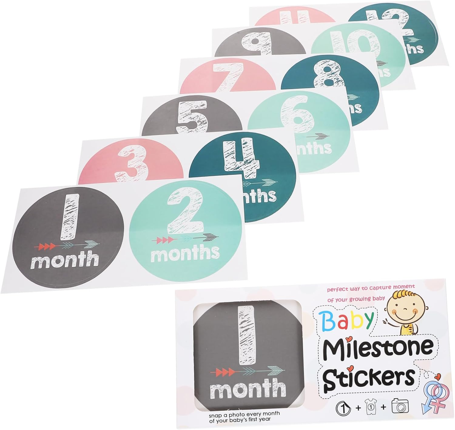Newborn Milestone Stickers Months Digital Monthly Photo Props for Shower Gifts Months image number 5