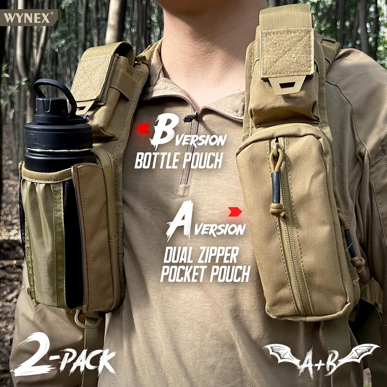 WYNEX Molle Tactical Pouches of Water Bottle Pouch Version, Tactical Accessories Backpack Strap Pouch Water Bottle Carrier Holder Molle Accessories for Backpacks image number 5