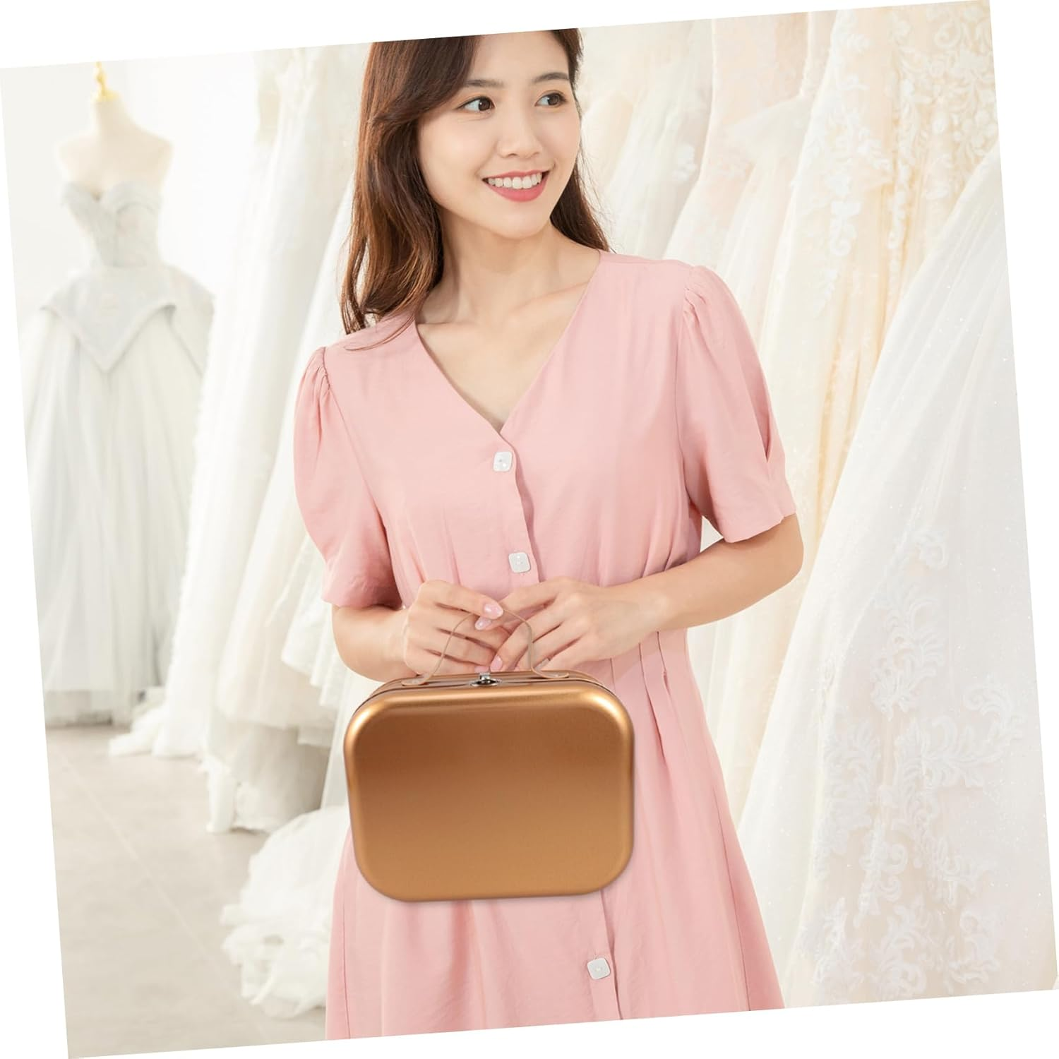 Zerodeko Handheld Tin Box Storage Container Jewelry Storage Box for Girls Craft Supplies Handheld Case image number 1