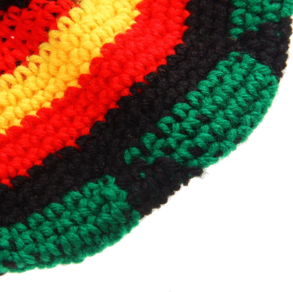 FITYLE Rasta Hat Beanie Reggae Rastafarian Jamaica Roots Tam Hat Rasta Beanie Cap image number 5