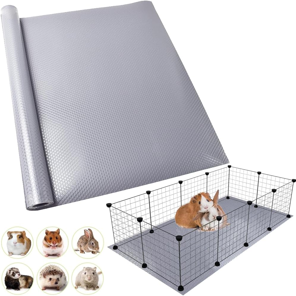 TCYPUHL Washable Guinea Pig Bedding Cage Liner Waterproof Rabbit Bedding, Easily Cut to Suit Cage and Reusable Pads for Guinea Pigs, Rabbits, Hamsters, Gerbils, and Chinchillas,18"&times;79" 2Pcs, Black Mat