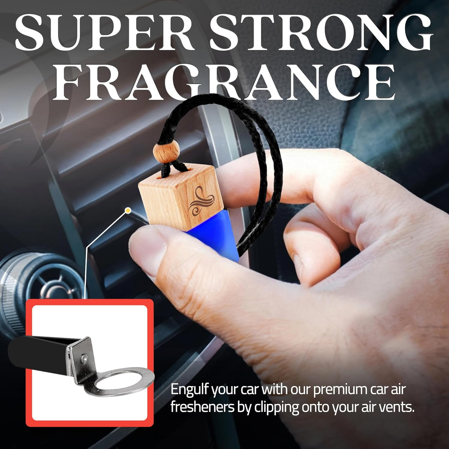Savage Car Air Freshener for Men with Vent Clip | Car Scents Air Freshener with Sauvage Fragrance | Strong Car Perfume Air Freshener | Odour Eliminating Car Air Fresheners by Perfa, Blue image number 2