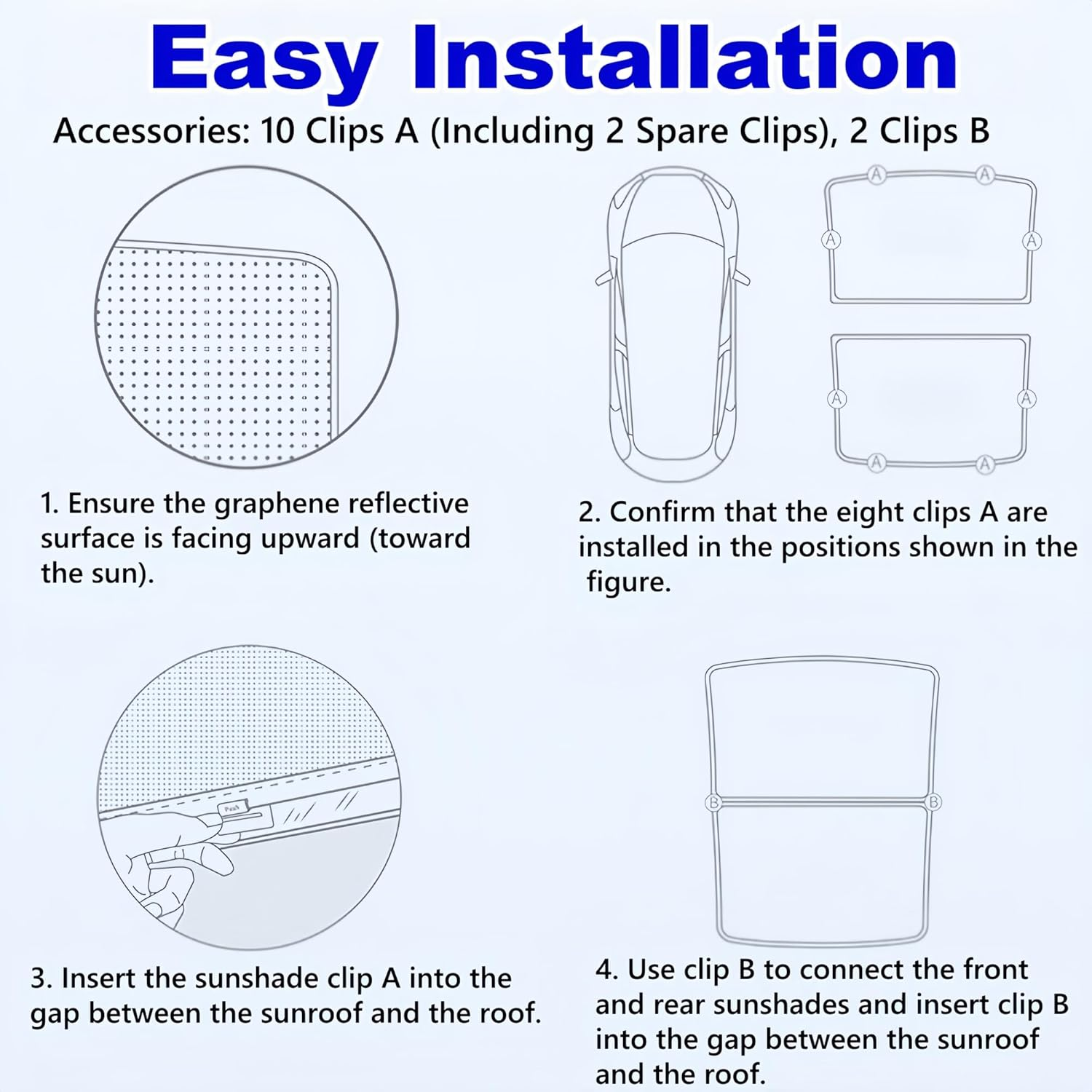 2025/2026 Tesla Model Y Juniper Sunshade Roof, Foldable Heat Blocking,Uv Protection & Reflective Sunroof Shade with Nano Ice-Crystal Coatings for Tesla Model Y Accessories image number 1