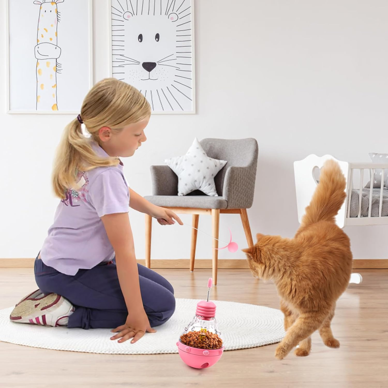 LWMTT Interactive Cat Toy Cat Balls 3 in 1 Automatic Intelligence Toy Kitten Wand Cat Toy Self-Employment for Slow Feeding Training image number 5