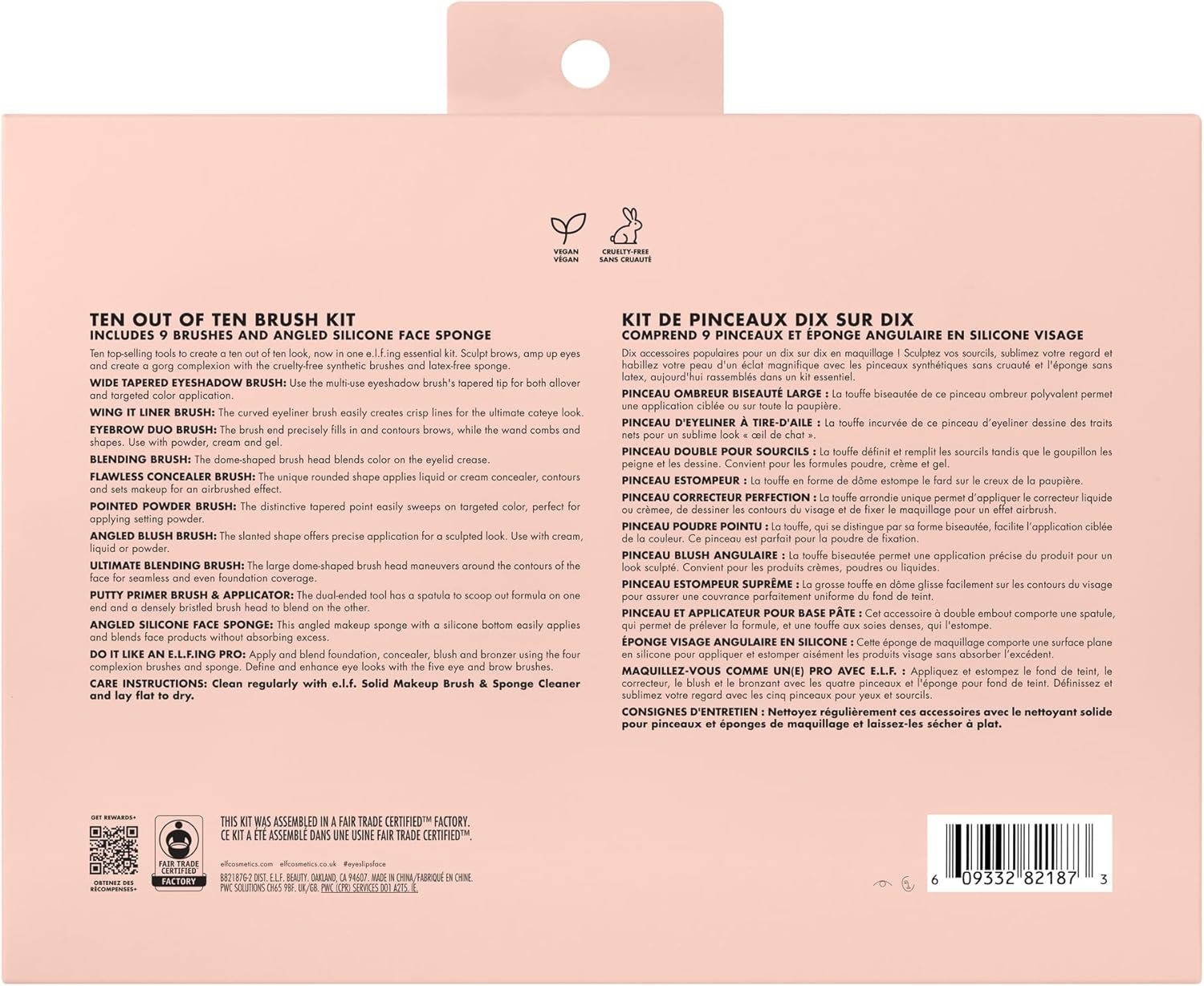 E.L.F. Ten Out of Ten Brush Set, 10 Piece Brush Kit, Brushes for Face Makeup, Eyes, Brows & More, Made with Synthetic Bristles, Vegan & Cruelty-Free image number 4