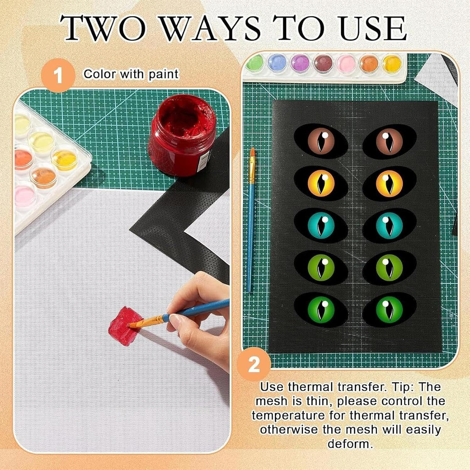 Perfeclan 10X Eye Meshes for Therian Mask Mesh Sheets Water Resistant PVC Eye Meshes Printable Nets for Clothing DIY Fursuits Halloween, White image number 5