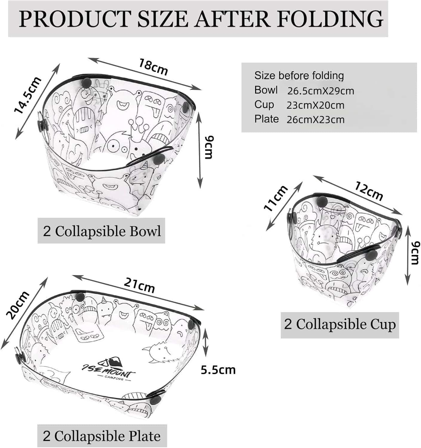 6 Piece Reusable Collapsible Bowls Set, Food Grade Plastic Folding Camping Bowls for Family Outdoor, Picnic & Travel image number 4