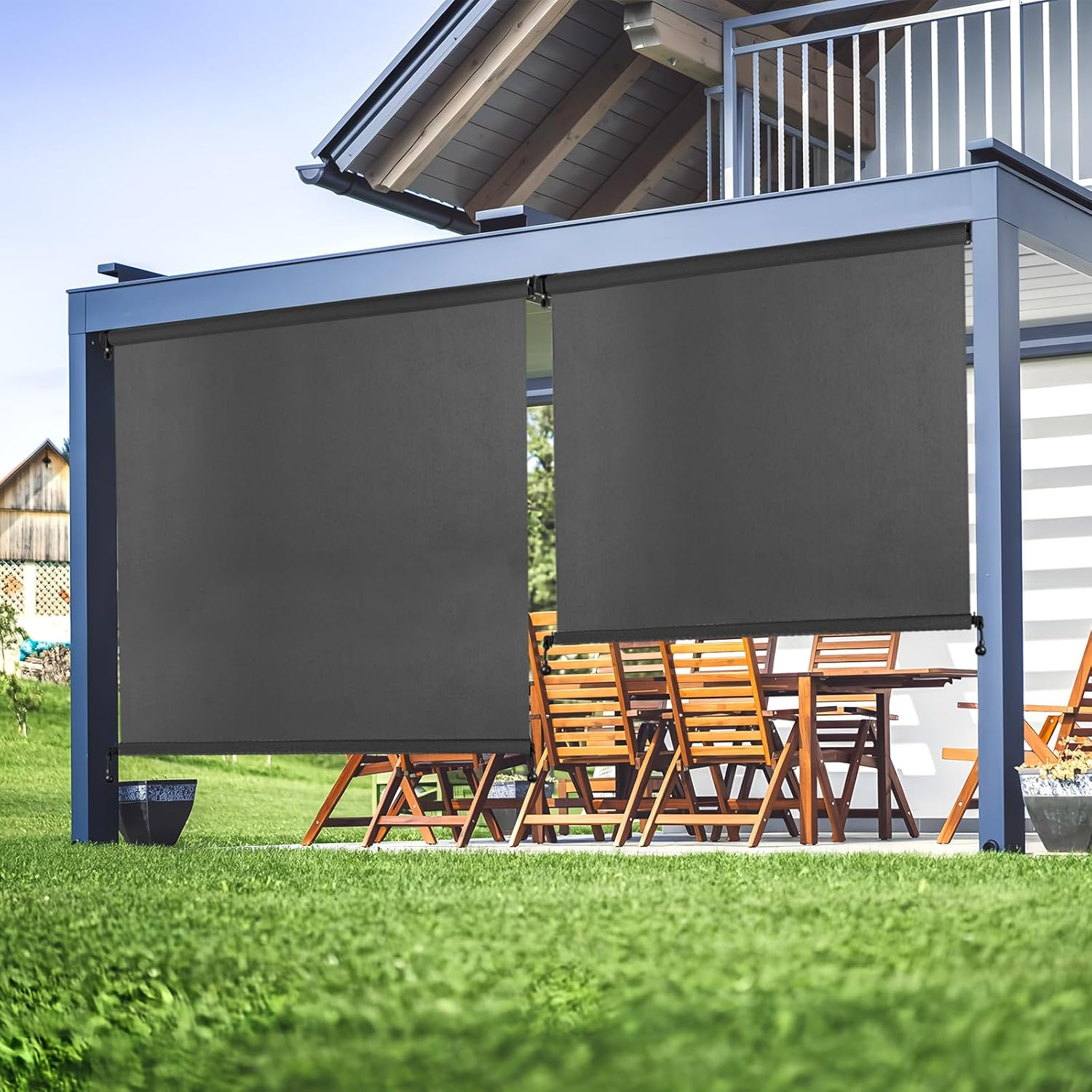 Lihopefe Bungee Kit + End Caps, Universal Mounting Brackets for Exterior/Interior Sun Shades & Roller Blinds (Black, 2Pack) image number 6