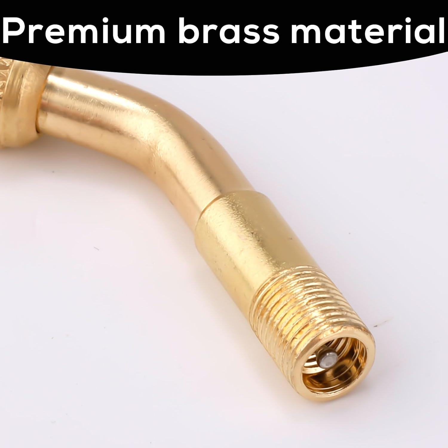 Gosknor 2Pcs Tire Valve Extension, 135 Degree Tyre Valve Extension Adaptor Brass Tire Valve Stem Extenders Valve Stem Adapter for Cars Motorcycles Stroller Bicycles RV image number 3