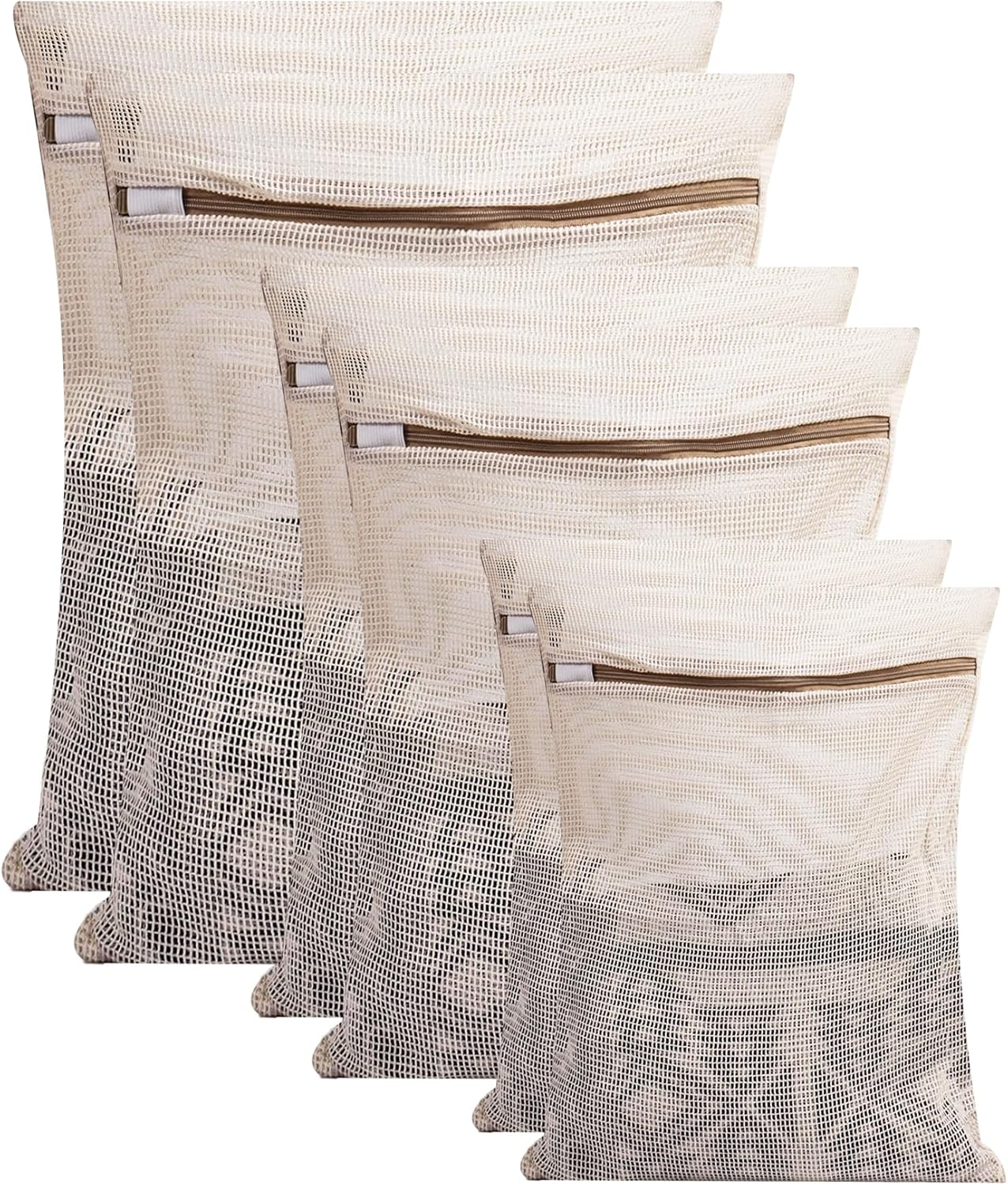 Klmnop 6 Pcs Mesh Laundry Bags, Cotton Laundry Bag with Premium Zipper, Laundry Bags Mesh Wash Bags for Bra, Shirt, Sock, Plush Toy(Beige) image number 2