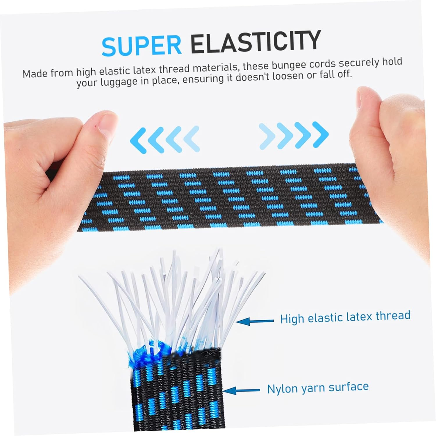 Amosfun 6 Pcs Adjustable Bungee Cords with Metal Hooks Heavy Duty Elastic Straps Long for Securing Luggage Camping Gear Travel Outdoor Use image number 6