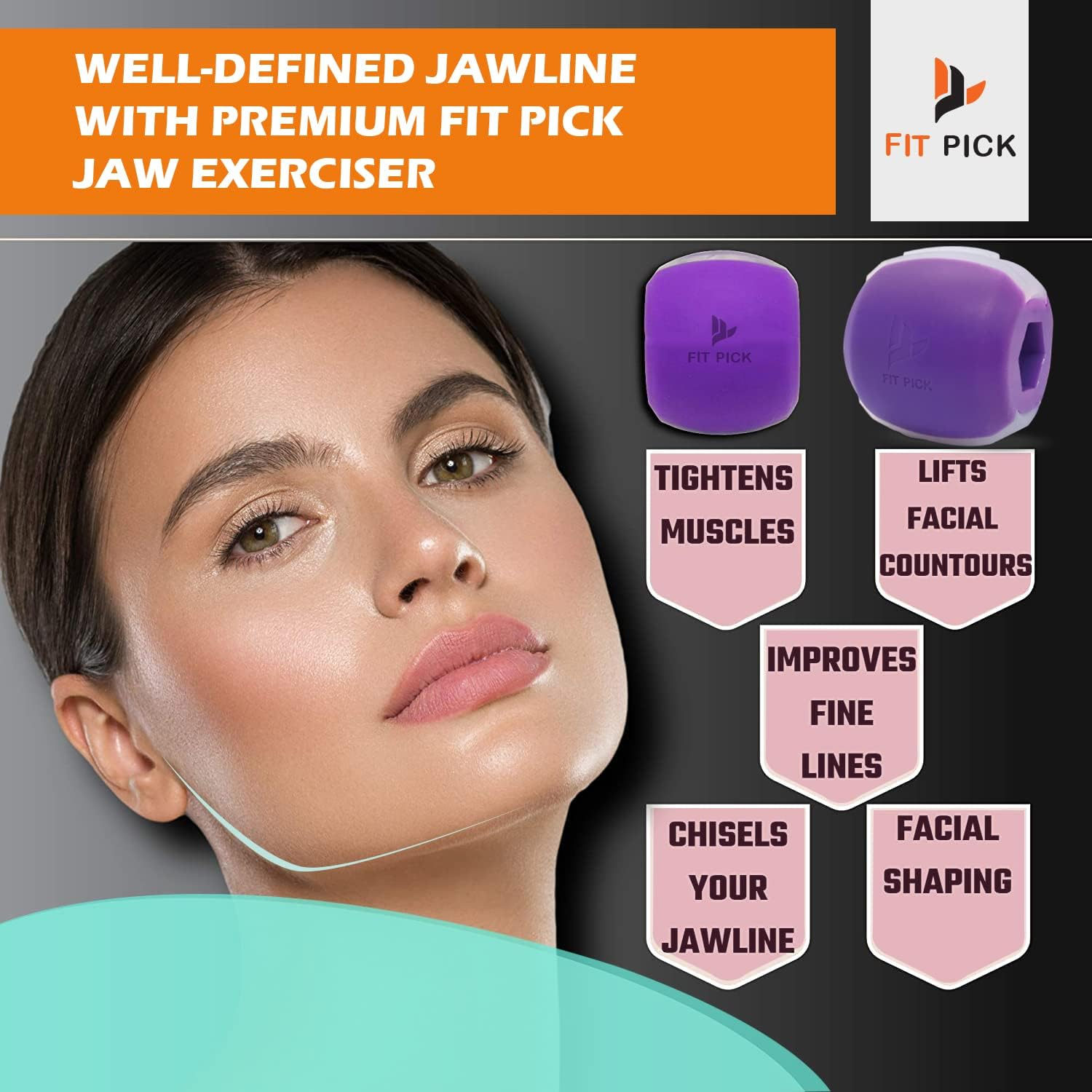 FIT PICK Pro Jawline Exerciser Tool Men&Women,Tones Face,Jaw&Neck,Jaw Exerciser Help Defines Jawline,Jawline Exerciser Helps Reduce Craving Stress Jaw Liner Tools for Men&Women,Jawline Shaper image number 4
