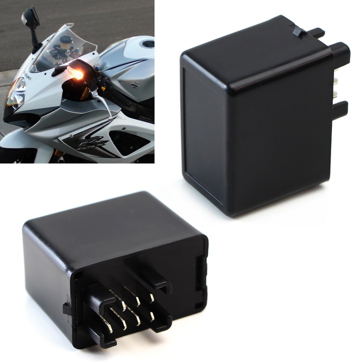 Ijdmtoy (1) 7-Pin Plug-N-Play Electronic LED Flasher Relay Hyper Flash Fix for Suzuki Motorcycle Bike Installing LED Turn Signal Bulbs