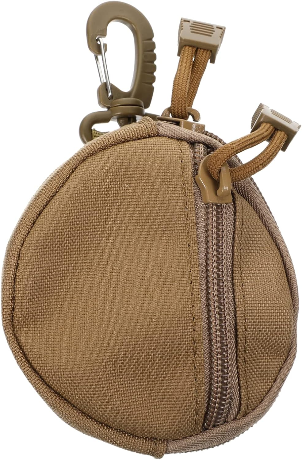 Outanaya Portable Coin Purse and Utility Pouch, Polyester Storage Bag with Hanging Strap, Brown Compact Earphone Carry Case for Outdoor Sports and Travel