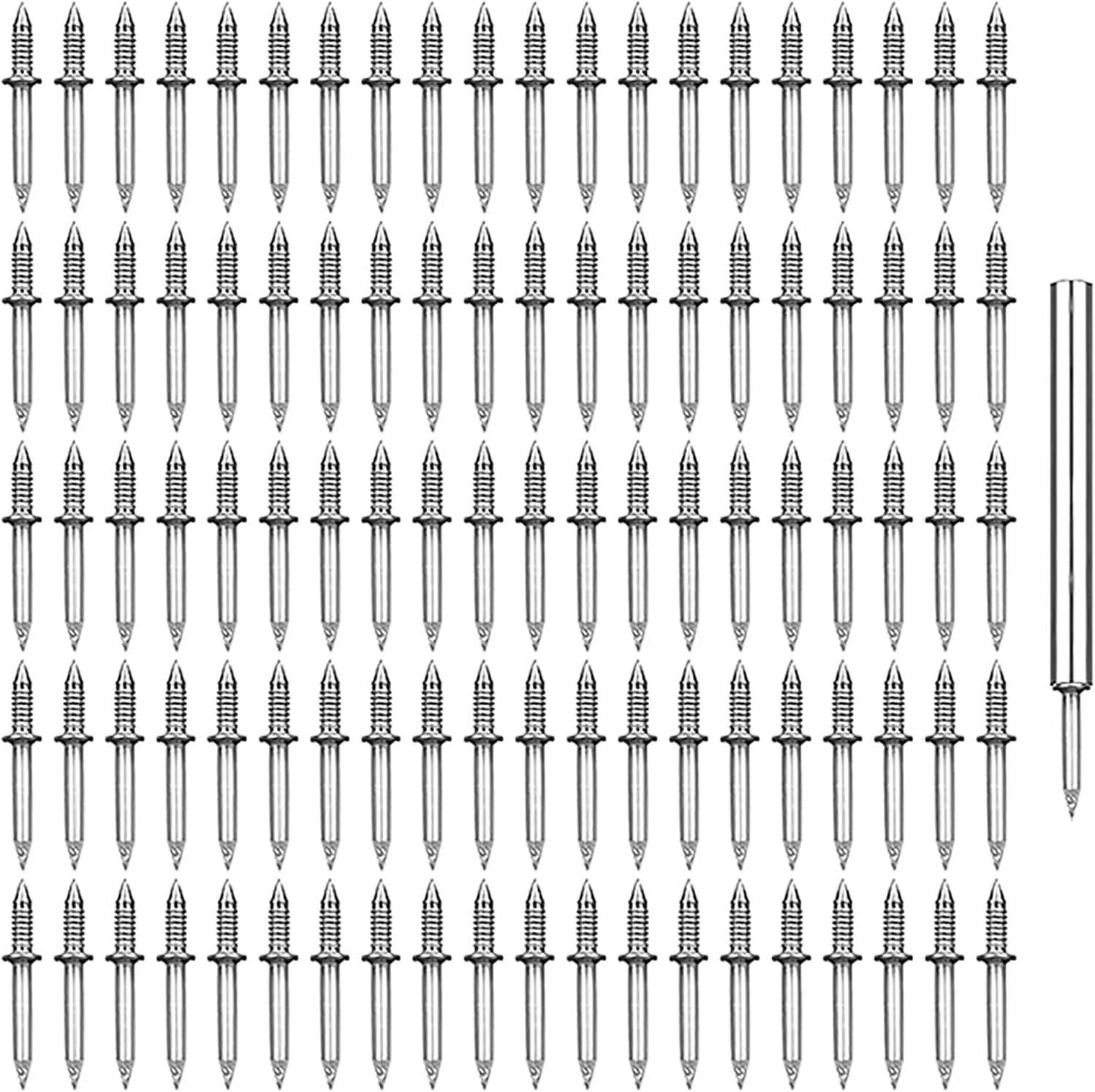 ZXUEZHENG 100Pcs Double-Head Skirting Thread Seamless Nail, Skirting Line without Marks Nail,Invisible Security Screws,Solid Wood Baseboard Double-Headed Nails,Equipped with Nail Specific Sleeve Tool image number 5
