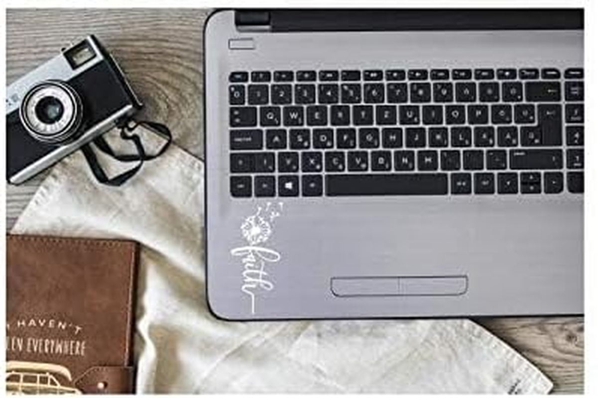 Faith Dandelion Coffee Vinyl Decal | White | Made in USA by Foxtail Decals | for Car Windows, Tablets, Laptops, Water Bottles, Etc. | 2.1 X 4.5 Inch