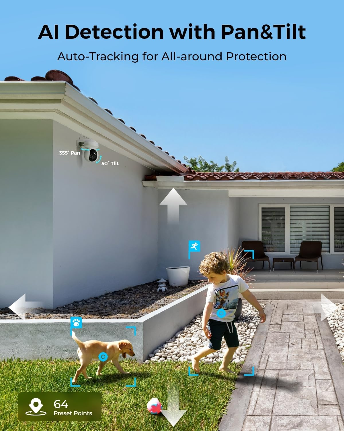 Reolink 4K Security Camera System with PT Auto-Tracking, 355&deg;Pan 50&deg;Tilt, 4K Poe Cameras Home Surveillance Wired Outdoor, Smart AI Detection, Spotlights & 2-Way Talk, 8CH NVR 2TB HDD, RLK8-800PT4 image number 1