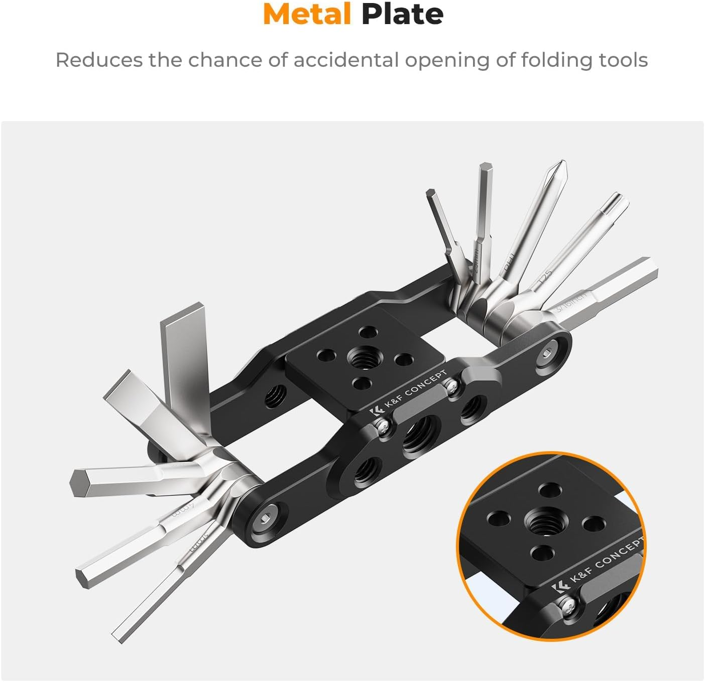 K&F Concept 10-In-1 Camera Multitool with Screwdriver and Spanner, Foldable Tool Set for Photographers, Universal Screwdriver Tool Set image number 6