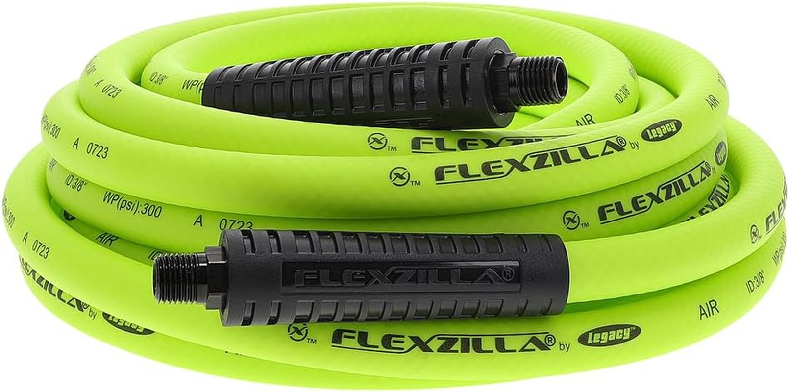 Flexzilla Air Hose, 3/8 In. X 25 Ft, 1/4 In. MNPT Fittings, Heavy Duty, Lightweight, Hybrid, Zillagreen - HFZ3825YW2 image number 2