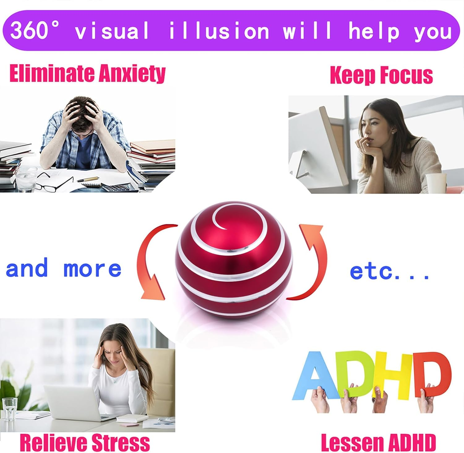 Fidget Desk Toys for Adult Sensory: Cool Gadgets Stuff Kinetic Toy for Christmas Girls Kids Boys Teens Figet Fingears Game Stress Relief for Home Office Women Men Spinning 180 Seconds image number 1