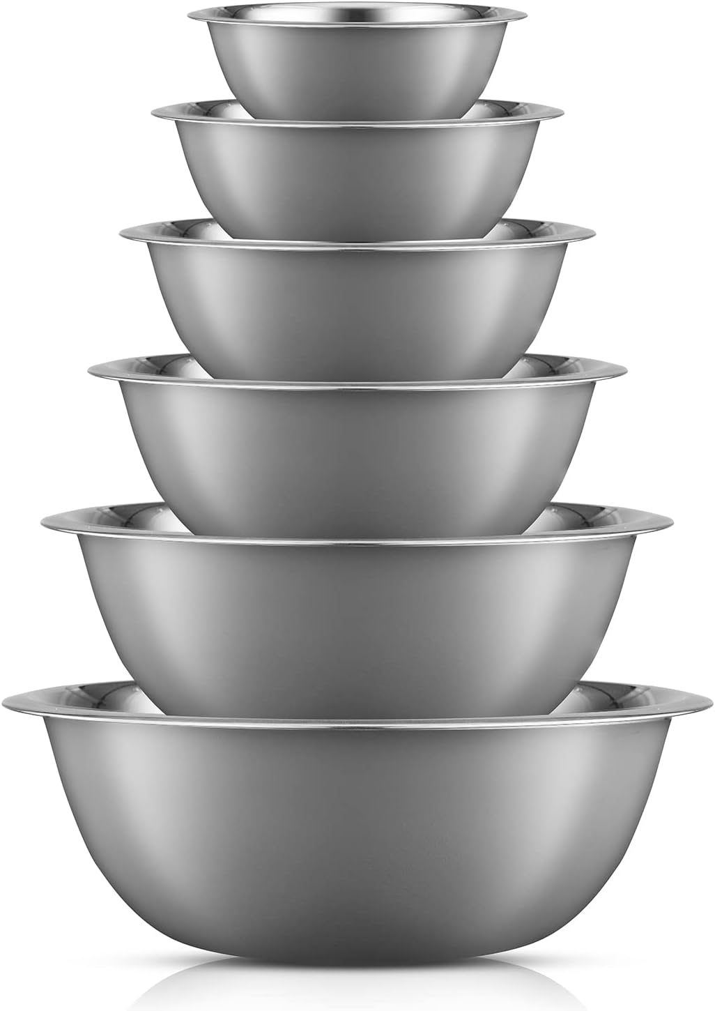 Joyjolt Stainless Steel Mixing Bowl Set of 6 Mixing Bowls (Black). 5Qt Large Mixing Bowl to 0.5Qt Small Metal Bowl. Kitchen, Cooking and Storage Nesting Bowls. Dough, Batter and Baking Bowls