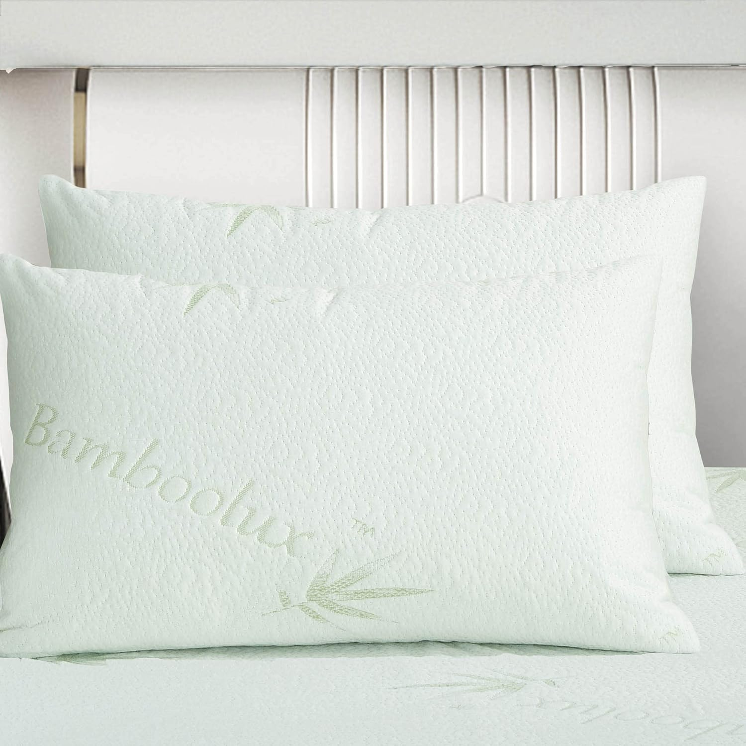 Set of 2 Luxton Bamboo Pillow Protectors, Breathable Bamboo Waterproof Pillow Protector 2 PCS Set image number 4