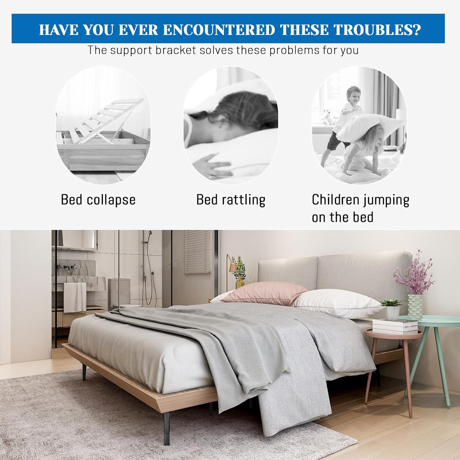 2Pcs Adjustable Height Center Support for Bed Frame, Bed Support Legs, Bed Frame Center Support for Furniture (2Pcs, 18-34 Cm)