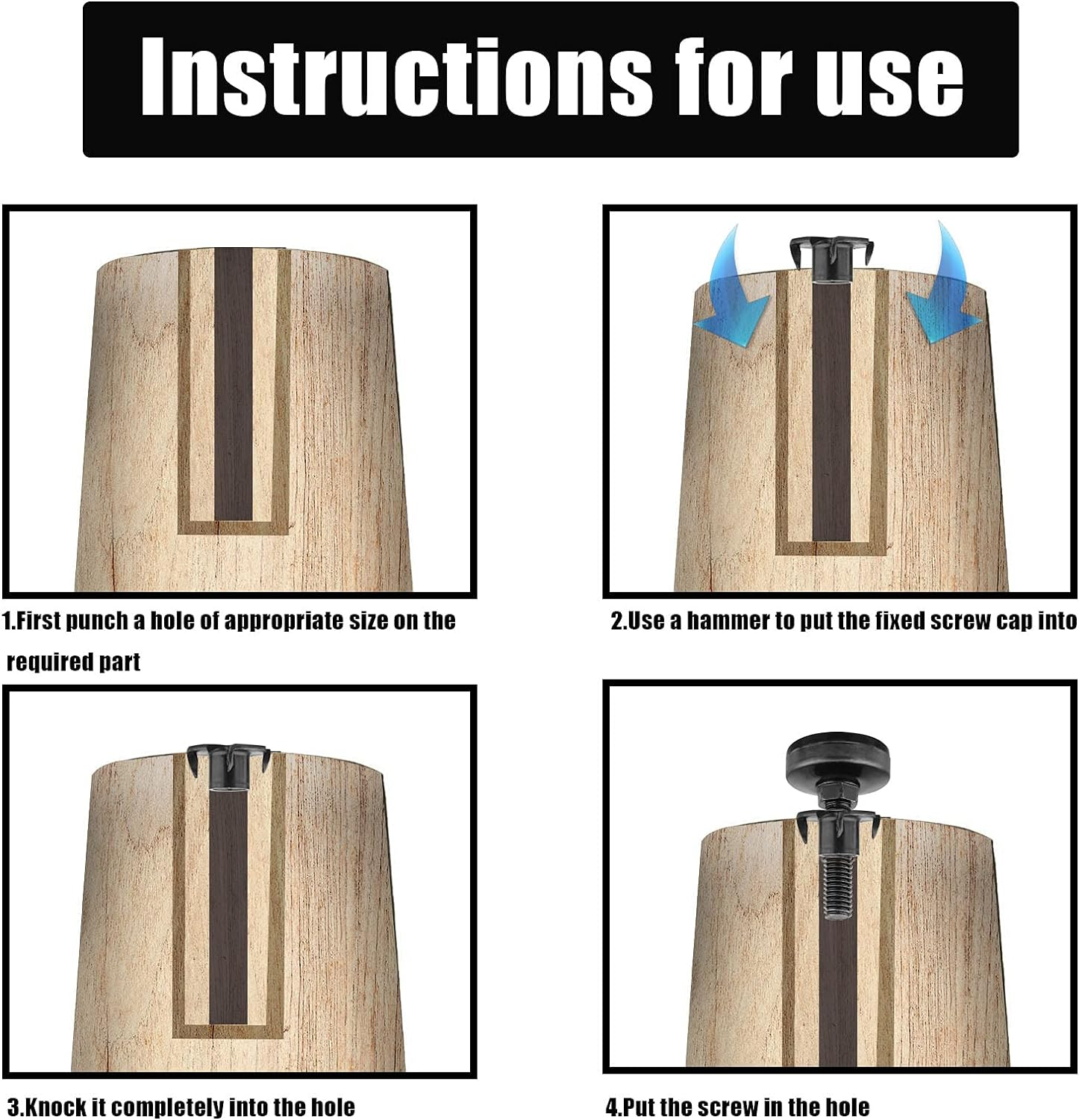 Furniture Levelers, 8 Pieces Adjustable Feet, Black T-Nut Kit 3/8"-16 Thread Heavy Duty Leg Levelers for Table Legs, Furniture Feet, Cabinets, Sofa, Tables, Chairs Raiser image number 1