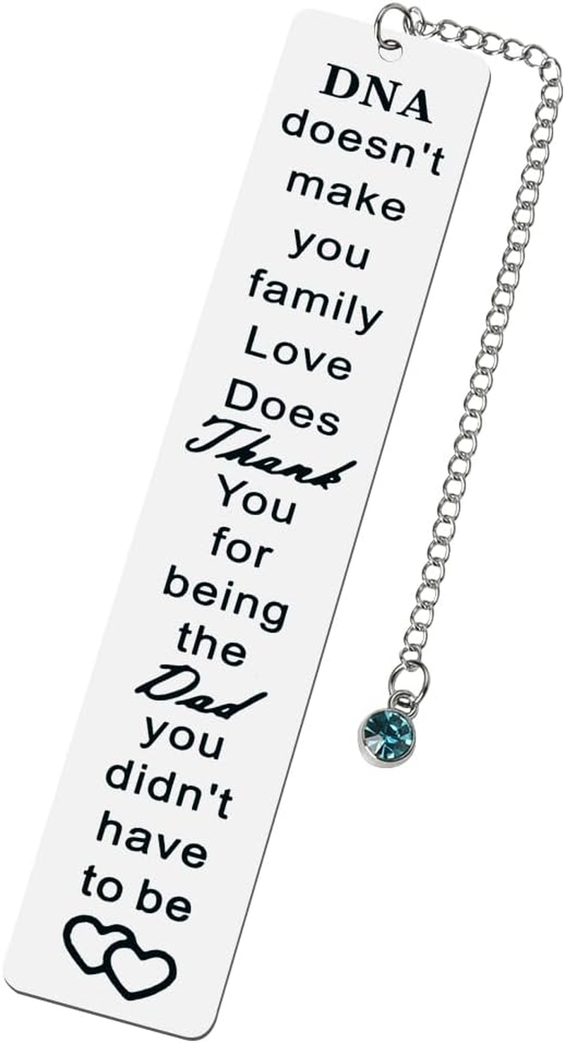 Father Day Gifts for Step Dad Birthday Gifts for Stepdad Bonus Dad Gift from Daughter Son Dad Thank You Gifts for Men Step Father DNA Doesn'T Make You Family Love Does Bookmark Engraved Gifts for Dads