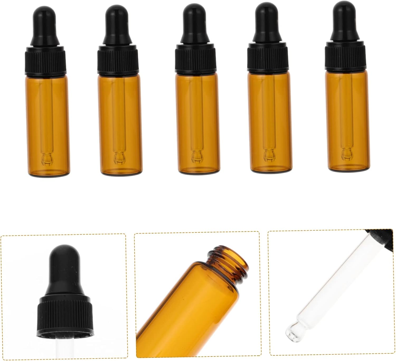 Homoyoyo 10 Pack 5Ml Amber Glass Dropper Bottles - Essential Oil and Perfume Vials with Eye Droppers for Makeup - Aromatherapy and Lotion Dispenser Perfect for Travel and DIY Blends image number 4