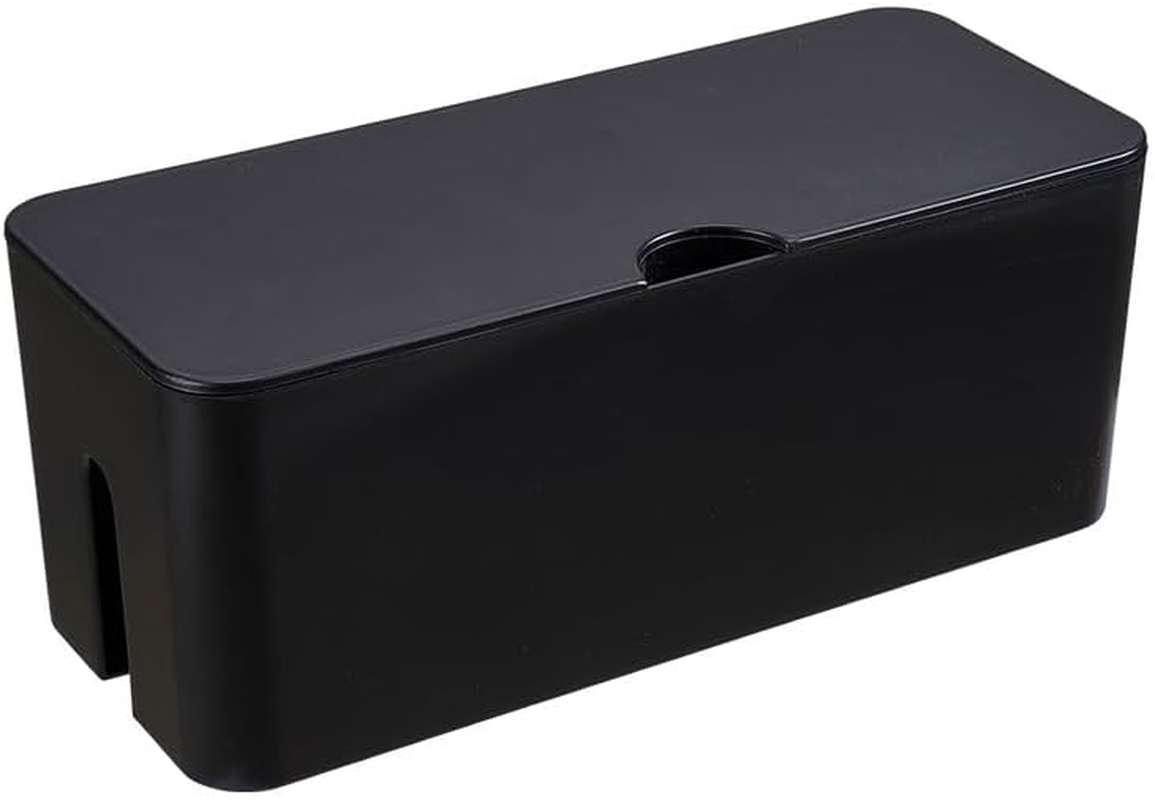 2 Pack Cable Management Box with Lid, Floor Outlet Hider and Cord Organizer for Desk, TV, Computer, USB Hub Systems, Cover Box to Hide Power Strips, Cords, and Surge Protectors