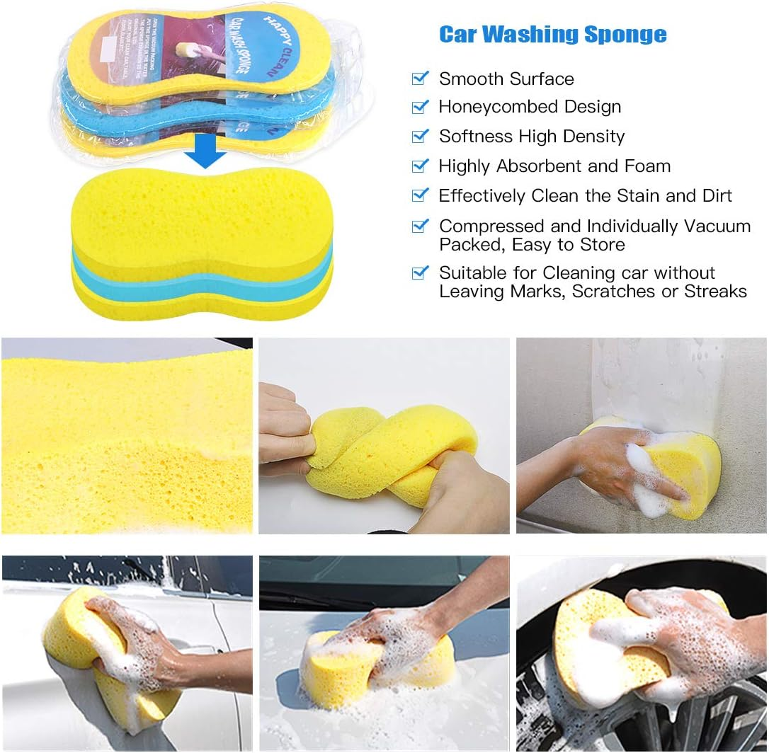 Glarks 8Pcs Clay Bar Car Detailing Clay with Premium Microfiber Washing Towel and Car Wash Sponges for Cleaning Oxidation, Scale, Bird Feces, Iron Powder, Acid Rain, and Sap on Car and Glass image number 4