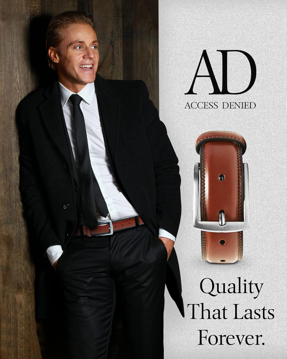 Genuine Leather Dress Belts for Men - Mens Belt for Suits, Jeans, Uniform with Single Prong Buckle - Designed in the USA image number 6