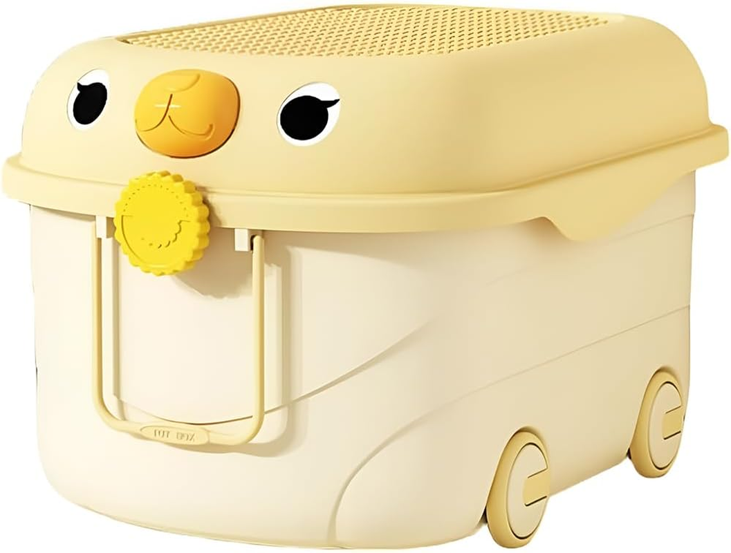 Cartoon Duck-Shaped Storage Box,Toy Storage Baske with Casters and Handle,Creative Building Block Top Cover Basket,Space Saving Baby Clothes Storage Case,For Playroom Kids,Family 43X63.5X36Cm image number 2
