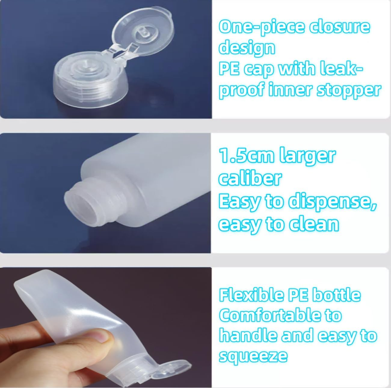 Hennigers Travel Size Bottles 1Oz Squeeze Bottles with Flip Cap Leak Proof BPA Free Refillable Tubes Travel 6 Pack image number 5