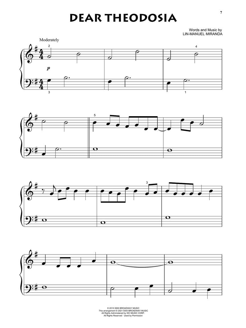 Hamilton - Beginning Piano Solo Songbook image number 3